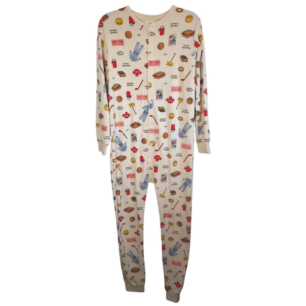 Arborist Thermal Onesie Pajamas Size Small Canadian Print Waffle - Picture 2 of 12